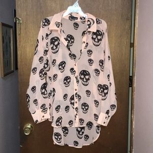 Hi-lo Skull Sheer Blouse